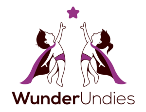 two cartoon children wearing purple capes and underwear and reaching for a star